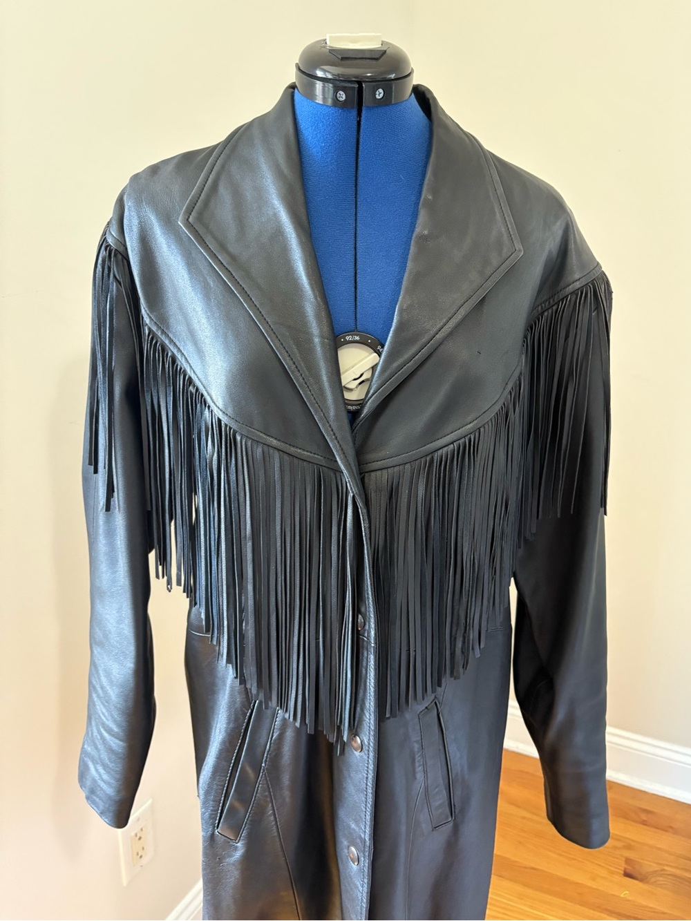 Black Leather Fringe Coat - Women - Picture 2 of 16
